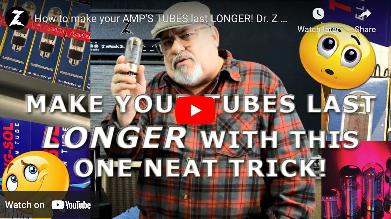Load video: The Doc himself included us in this great video from Dr Z Amplification about how to make your tubes last longer.  We recommend watching the whole thing (there’s a ton of really important info), but if you want to hear exactly what he has to say about BrownBox, skip to 6:18!  The whole video is packed with great advice! Thanks, Doc!